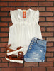 Shelly Ivory Ruffle/Tie Neck Top