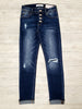 Harrison Mid-Rise Cuffed Straight Leg Denim - Dark Wash