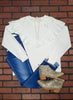 Shannon Ruffle Accent Crewneck - White