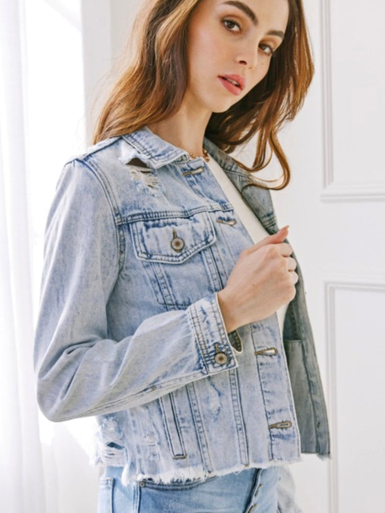 Jane Light Wash Distressed Jean Jacket