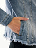 Zayla Frayed Hem Denim Jacket - Dark Wash