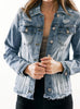Zayla Frayed Hem Denim Jacket - Dark Wash
