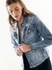 Zayla Frayed Hem Denim Jacket - Dark Wash