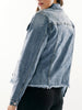 Zayla Frayed Hem Denim Jacket - Dark Wash