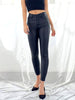 Ember Faux Leather Button-Fly Ankle Skinny